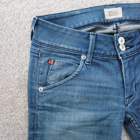 Hudson Collin Low Rise Skinny Leg Crop Ankle Denim Jeans w/ Flap Pockets, Sz 24 - Picture 5 of 12